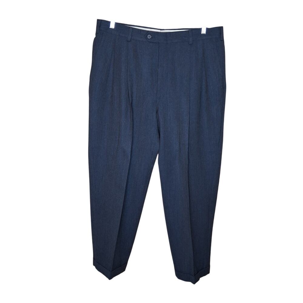 Mens Hart Schaffner & Marx Wool Trouser Gray/Blue Size 38 x 27.5